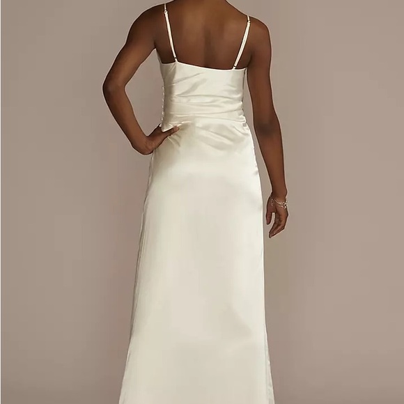 Draped Satin Spaghetti Strap Sheath Wedding Dress - Picture 6 of 6